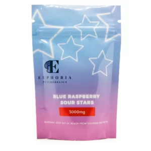 Euphoria Psychedelics Mushroom Edibles – Blue Raspberry Sour Stars 3000mg